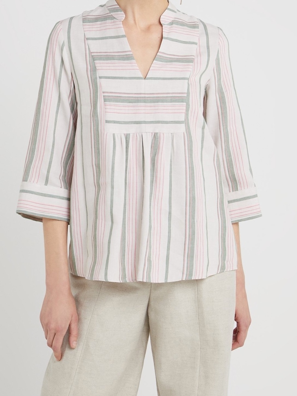MaxMara Pink and White Striped Cotton Tunic
